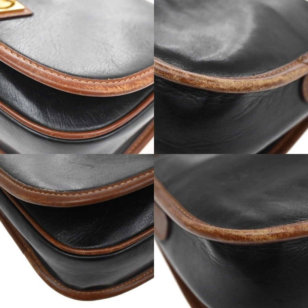 CELINE Ring Logo Shoulder Bag Leather Black Italy GHW 67CA399 - Picture 7 of 15